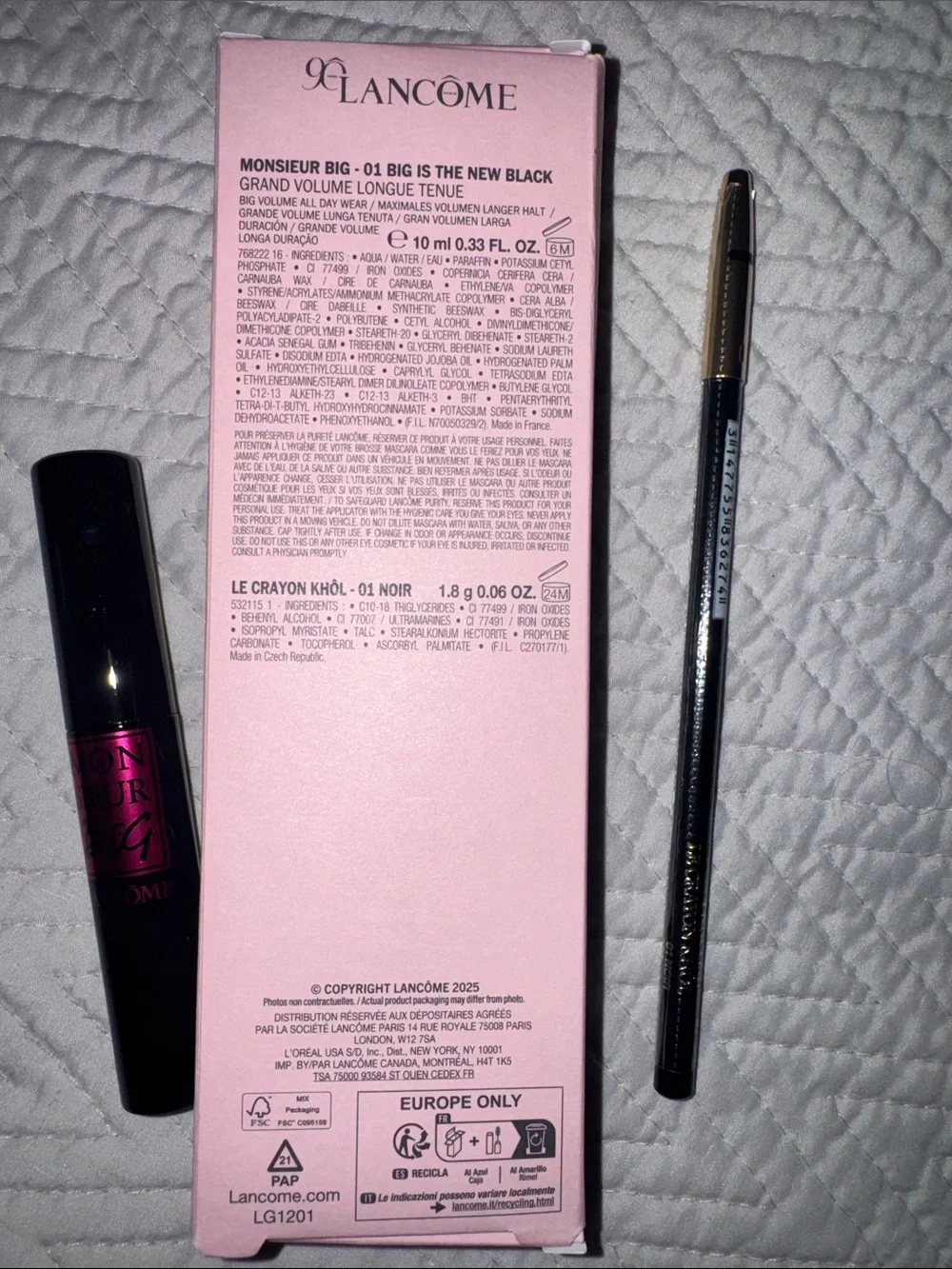 Lancôme Pink Box Mascara & Liner Set with Black Tools